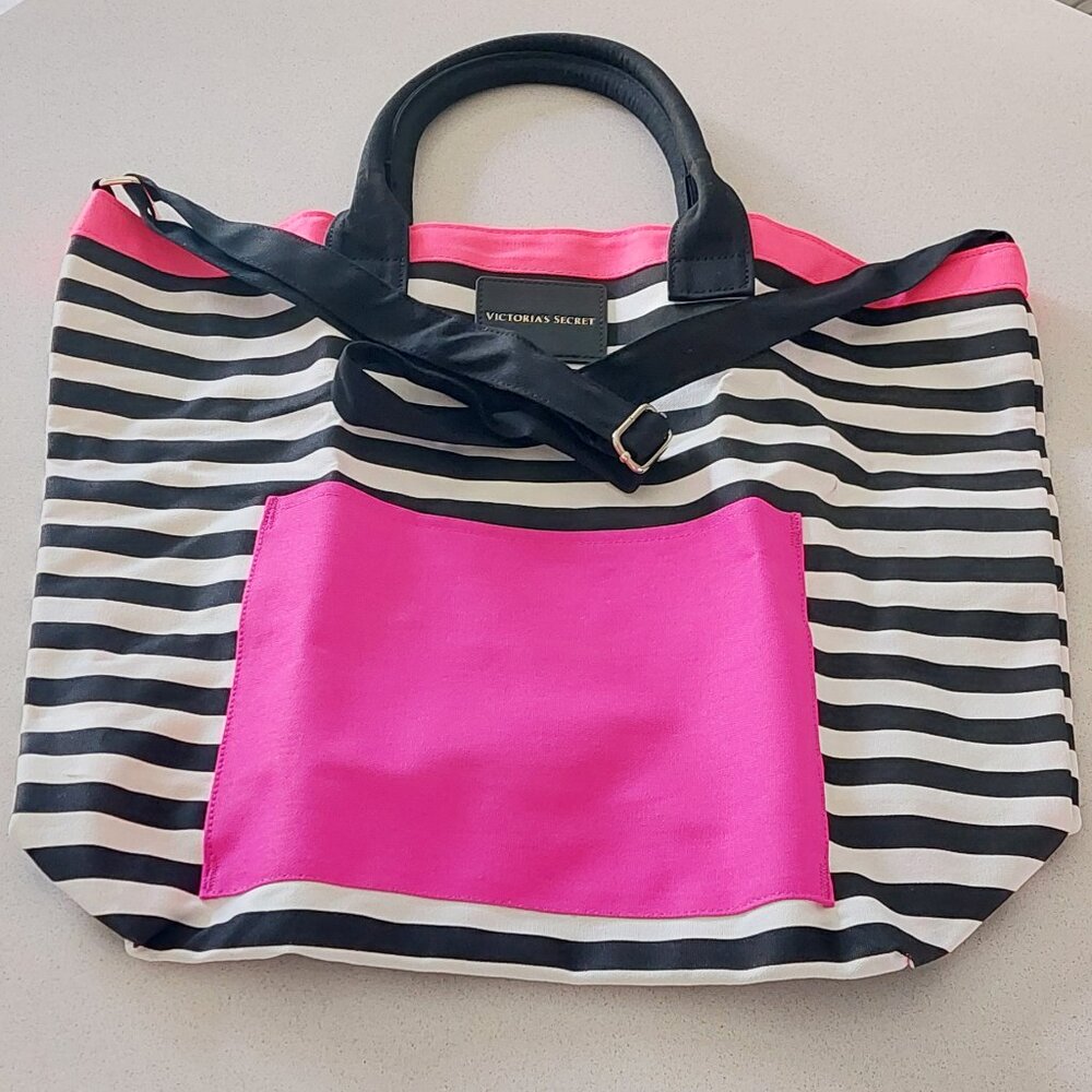 Victoria's Secret Vintage Black & White Stripe Tote Bag New in the Package